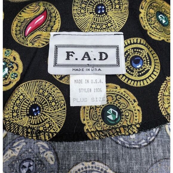 Vintage 80s Open Front Metallic Gold Jewel Coin Print Beaded Long Duster Jacket - Picture 10 of 11